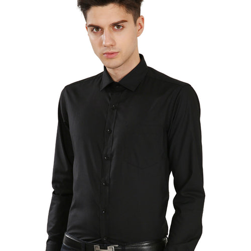 Distribution Men's Black Shirt Long-Sleeved Shirt Business Slim Pure White Men's and Women's Printed Solid Color Workwear Professional