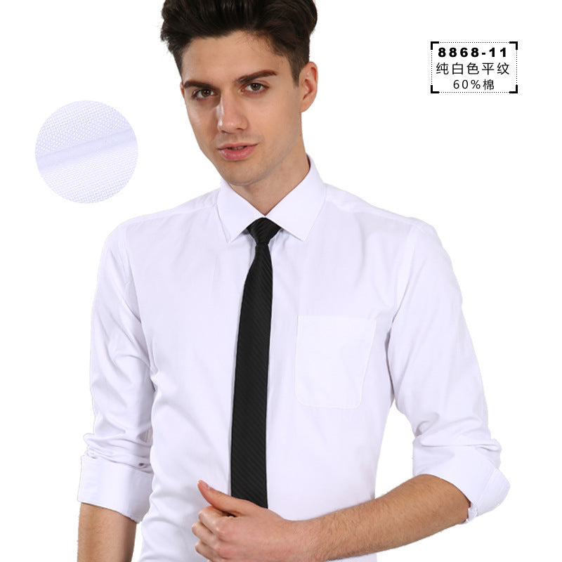 Distribution Men's Black Shirt Long-Sleeved Shirt Business Slim Pure White Men's and Women's Printed Solid Color Workwear Professional