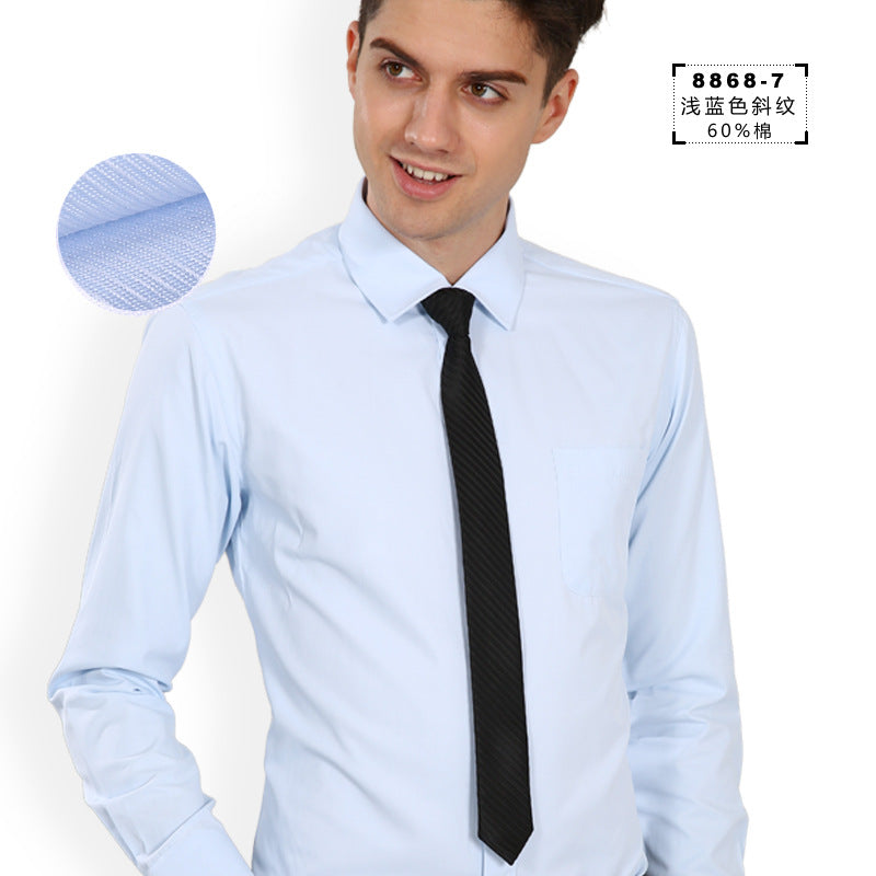 Distribution Men's Black Shirt Long-Sleeved Shirt Business Slim Pure White Men's and Women's Printed Solid Color Workwear Professional