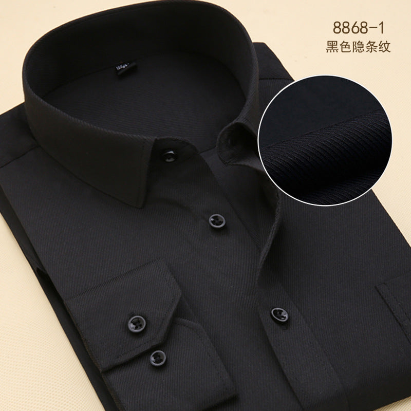 Distribution Men's Black Shirt Long-Sleeved Shirt Business Slim Pure White Men's and Women's Printed Solid Color Workwear Professional