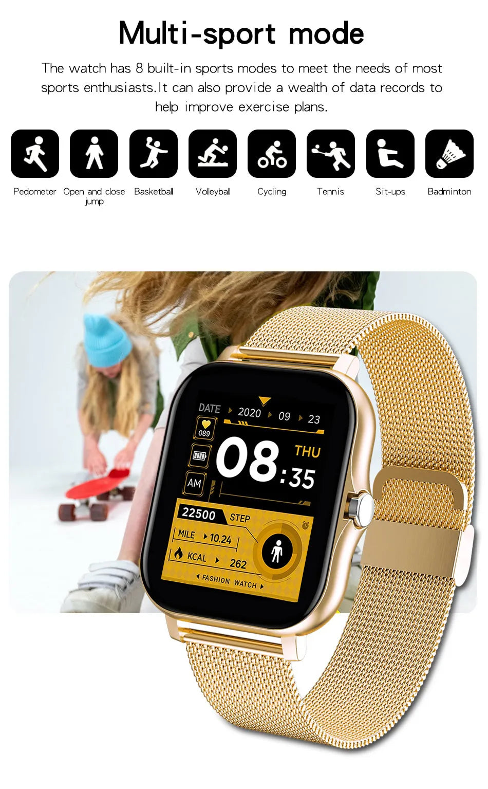 Montre connectée pour hommes et femmes, téléphone Android, écran couleur 2023 pouces, entièrement tactile, cadran personnalisé, appel Bluetooth, 1.44