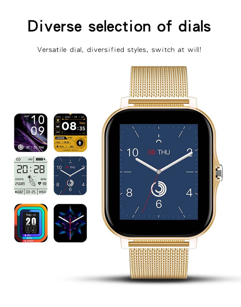 Montre connectée pour hommes et femmes, téléphone Android, écran couleur 2023 pouces, entièrement tactile, cadran personnalisé, appel Bluetooth, 1.44